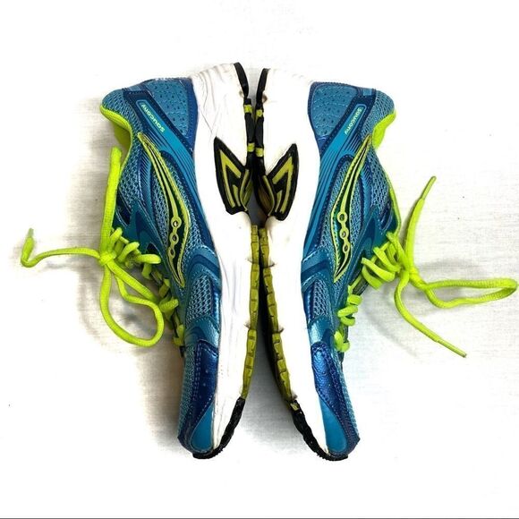 Saucony Oasis 2 grid turquoise and neon yellow running shoes size 7.5 - Picture 14 of 16
